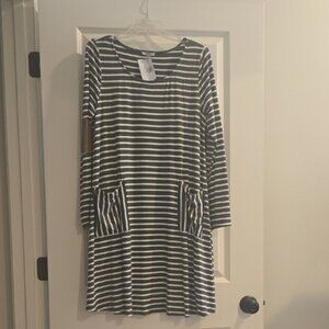 JODIFL Black and White Striped Dress